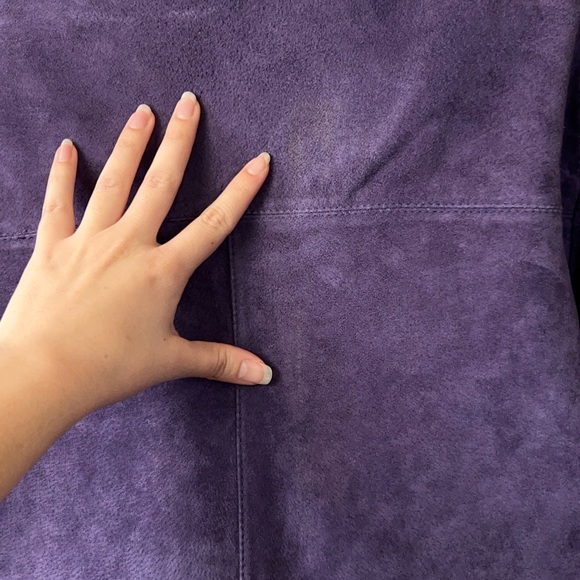 Vintage Y2K Purple Genuine Leather Suede Boxy Statement Blazer Jacket minimalist - Picture 7 of 10